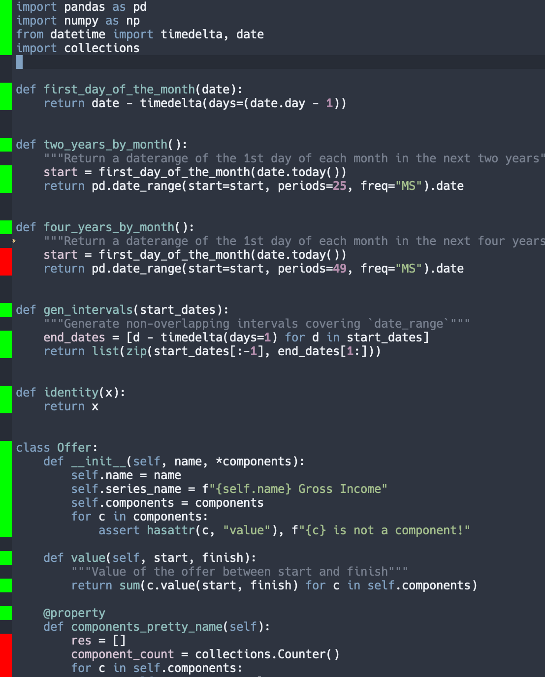 Code coverage displayed for python code