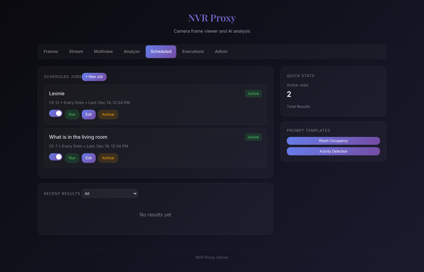 NVR Proxy Scheduled Jobs